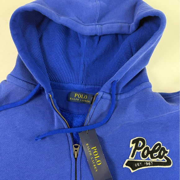Polo Ralph Lauren Fleece Lined Hoodie Script 1967 Logo w Waffle Knit Hood NWT - Picture 2 of 9